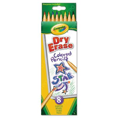 Crayola Dry Erase 3.3 Mm Assorted Colors Woodcase Washable Pencils 8-pack