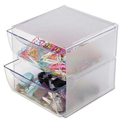 Deflect-o Two Drawer Desk Cube Clear Plastic