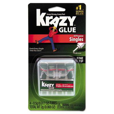 Krazy Glue .017 Oz Single-use Super Glue Tubes With Storage Case 4/pack