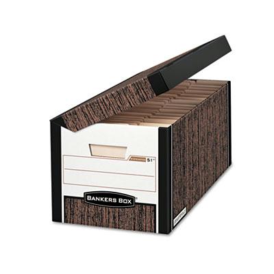 Bankers Box 12-1/8" X 15" X 10" Letter & Legal Fastfold Flip Top File Storage Boxes 12/carton Woodgrain