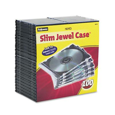 Fellowes 100-pack Thin Jewel Case Clear/black