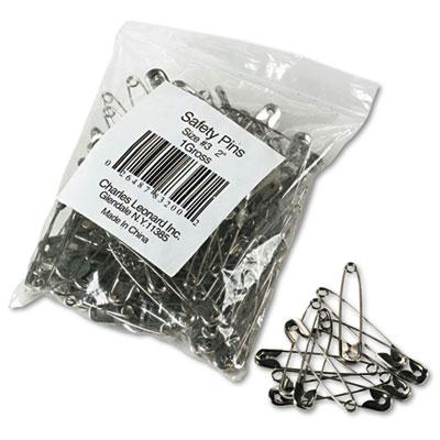 Charles Leonard 2" Length Nickel-plated Steel Safety Pins 144/pack