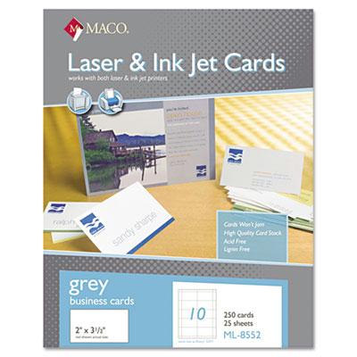 Maco 2" X 3-1/2" 250-cards Gray Microperforated Business Card Stock