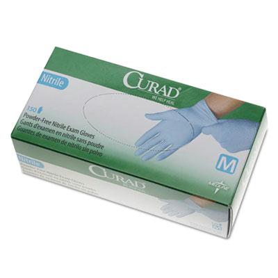Curad Medium Powder-free Nitrile Exam Glove Blue 150/box