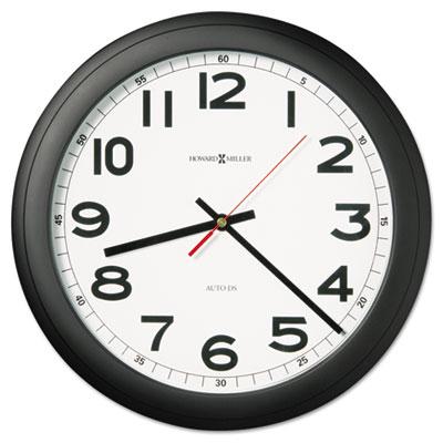 Howard Miller 15.8" Norcross Auto Daylight-savings Wall Clock Black