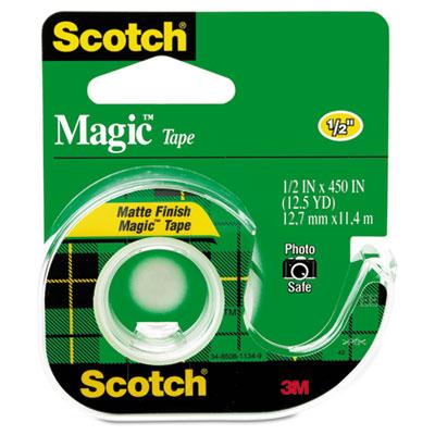 Scotch 1/2" X 12.5 Yds Magic Tape With Dispenser Clear 1" Core
