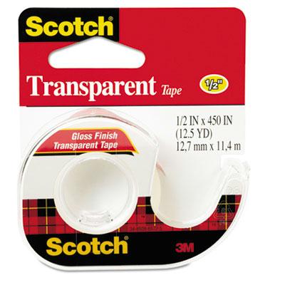 Scotch Transparent Tape With Dispenser Clear 1" Core