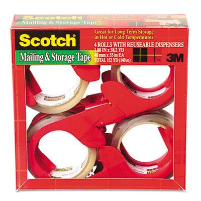 Scotch Moving & Storage Packaging Tape With Dispensers Clear 4-pack 3" Core