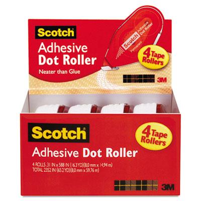 Scotch .3" X 588" Adhesive Dot Roller Value Pack 4/pack