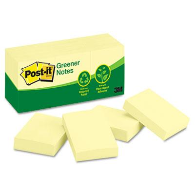 Post-it 1-1/2" X 2" 12 100-sheet Pads Canary Yellow Greener Notes