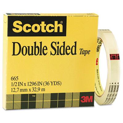Scotch 1/2" X 36 Yds Clear Double-sided Tape 3" Core