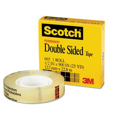 Scotch 1/2" X 25 Yds Clear Double-sided Tape 1" Core