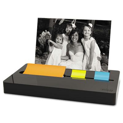 Post-it Pop-up Note & Flag Dispenser With Photo Frame For 3" X 3" Pads & 50 1" Flags Black