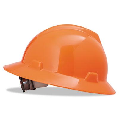 Msa V-gard Fas-trac Ratchet Suspension Hard Hat Size 6-1/2 To 8 High-viz Orange