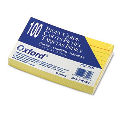 Oxford 3" X 5" 100-cards Canary Ruled Index Cards