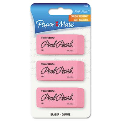 Paper Mate Pink Pearl Medium Eraser 3-pack