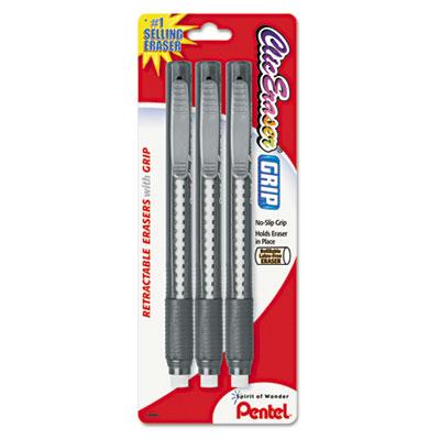 Pentel Clic Eraser Pencil-style Grip Eraser 3-pack