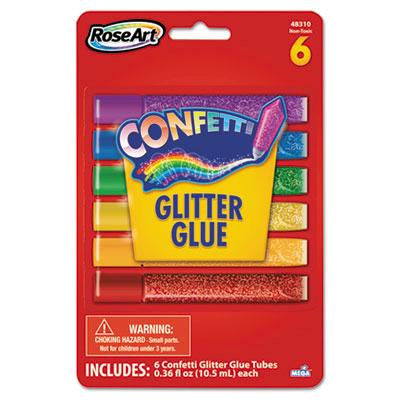 Roseart .21 Oz Confetti Glitter Glue Sticks Assorted 6/pack