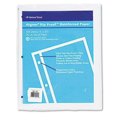 National Brand 8-1/2" X 11" 100-sheets Unruled Rip Proof Reinforced Filler Paper