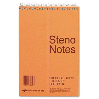 National Brand 6" X 9" 60-sheet Gregg Rule Steno Notepad Green Paper
