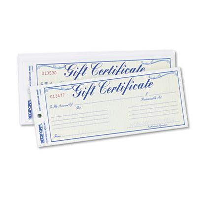 Rediform 8-1/2" X 3-2/3" 25-sheets Blue Gold Gift Certificates With Envelopes