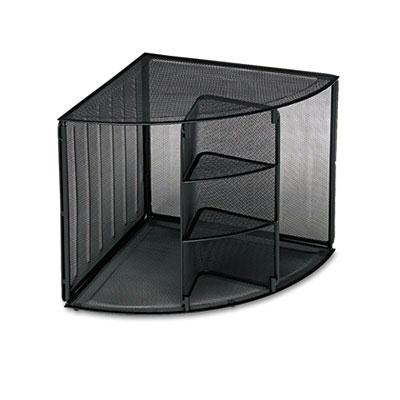 Rolodex 13" H Mesh 5-compartment Corner Desktop Shelf Black