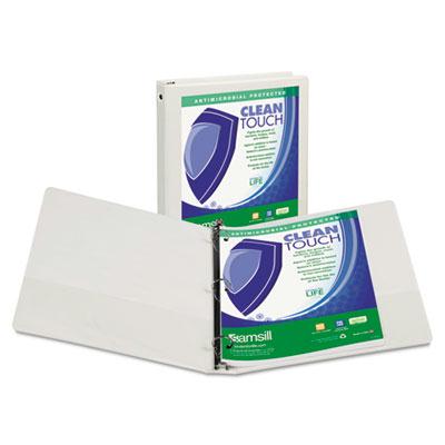 Samsill 1" Capacity 8-1/2" X 11" Round Ring Clean Touch View Binder White