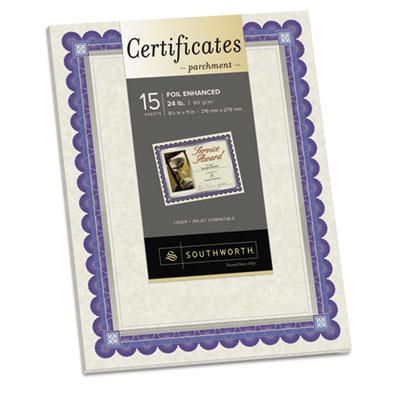 Southworth 8-1/2" X 11" 24lb 15-sheets Ivory Foil-enhanced Parchment Certificates