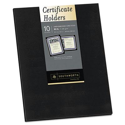 Southworth 9-1/2" X 12" 10-pack Linen Certificate Holder Black