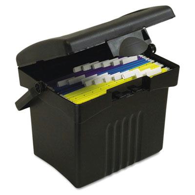 Storex 11-1/4" D Letter Portable Storage Box Black