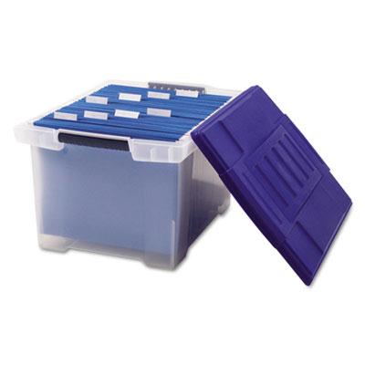 Storex 19" D Letter & Legal Plastic File Tote Storage Box W/ Lid Clear