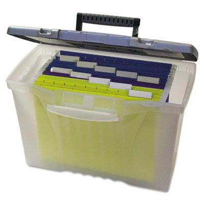 Storex 10-1/2" D Letter & Legal Portable File Storage Box Clear