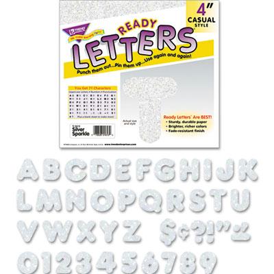 Trend Ready Letters 4" H Silver Sparkle Letter Set 72/set