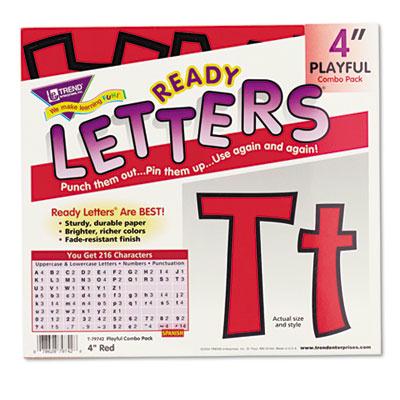 Trend Ready Letters 4" H Red Playful Combo Set 216/set