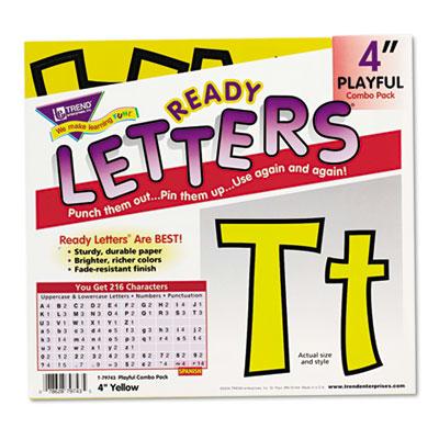 Trend Ready Letters 4" H Yellow Playful Combo Set 216/set