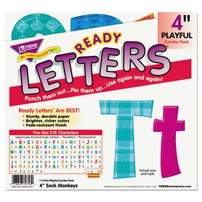 Trend Ready Letters 4" H Assorted Colors Playful Combo Pack 216/set