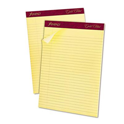 Ampad 8-1/2" X 11-3/4" 50-sheet 12-pack Legal Rule Gold Fibre 16lb Pads Canary Paper