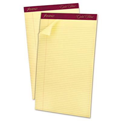 Ampad Gold Fibre 8-1/2" X 14" 50-sheet 12-pack Narrow Rule Notepad Canary Paper