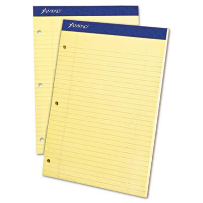 Ampad 8-1/2" X 11-3/4" 100-sheet Legal Rule Double Sheet Pad Canary Paper