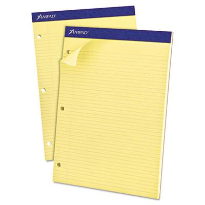 Ampad 8-1/2" X 11-3/4" 100-sheet Narrow Rule Double Sheet Pad Canary Paper