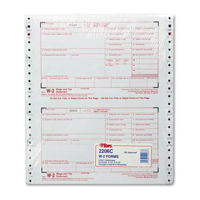 Tops 8-1/2" X 5" 6-part Carbonless W-2 Tax Form 24-forms