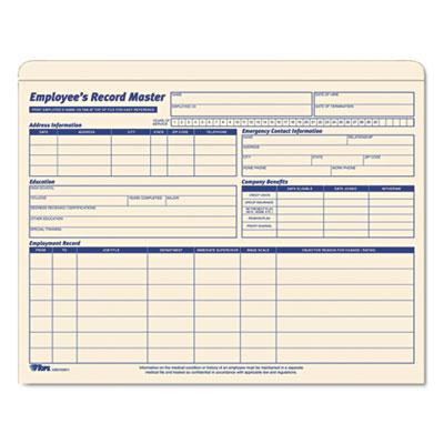 Tops 9-1/2" X 11-3/4" Employee Record Master File Jackets Manila 20-pack