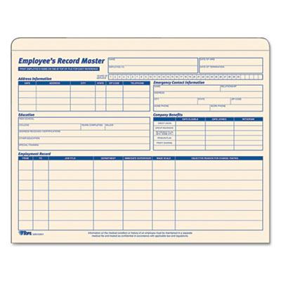 Tops 9-1/2" X 11-3/4" Employee Record Master File Jackets Manila 15-pack