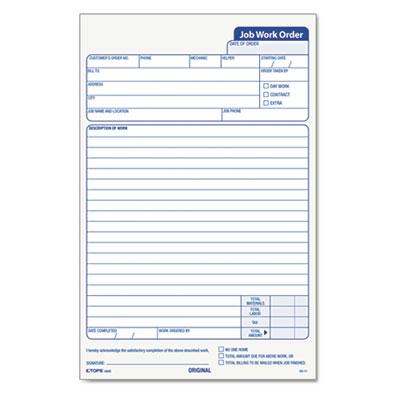 Tops 5-1/2" X 8-1/2" 3-part Snap-off Job Work Order Form 50-forms