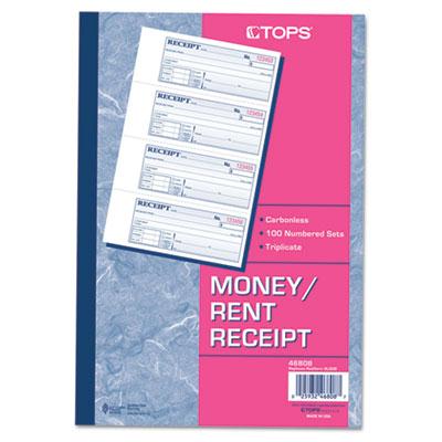 Tops 7-1/8" X 2-3/4" 100-page 3-part Money & Rent Receipt Book