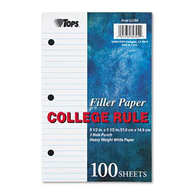 Tops 5-1/2" X 8-1/2" 100-sheets College Rule Filler Paper