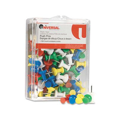 Universal 1/4" Head Rainbow Colored Push Pins 100/pack