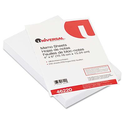 Universal 4" X 6" 200-sheets Loose White Memo Paper