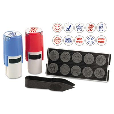 Stamp-ever 10-in-1 Self-inking Stamp 5/8" Red/blue Ink