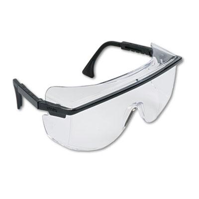 Uvex Astro Otg 3001 Wraparound Safety Glasses Black Plastic Frame With Clear Lens